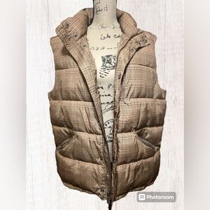 Daniel Cremiux Men's Puffer Plaid brown Vest sz XL